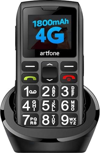 artfone 4G Senior Mobile Phones,USB-C Charging,1800mAh Long Standby,Easy to Use Basic Mobile Phone for Elderly,SIM Free Unlocked Senior Mobile Phones With SOS Emergency Button Large Volume FM Radio