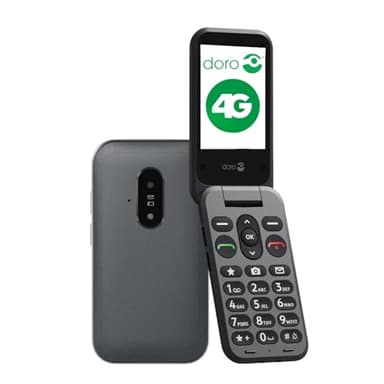 Doro - Leva E20 4G Flip Phone for Seniors – Large 2.8" Display, High-Contrast Keys, Loud & Clear Sound, HD Voice, Camera, Assistance Button – Black
