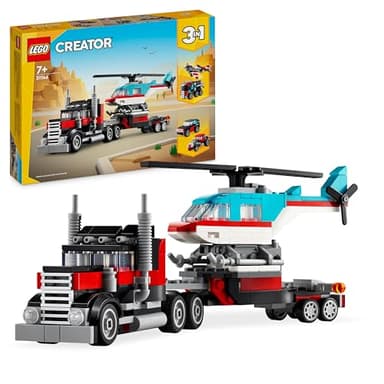 LEGO Creator 3in1 Flatbed Truck with Helicopter Toy to Propeller Plane and Fuel Lorry, for 7 Plus Year Old Boys, Girls, Gift Idea 31146